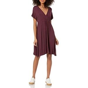 Surplice Dress Rayon Blend Burgundy Sz XL